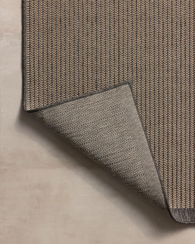 Loloi Chris Loves Julia Providence Collection PRC-03 Wheat/Charcoal 7'-6" x 7'-6", .12" Pile Height, Indoor/Outdoor Round Area Rug