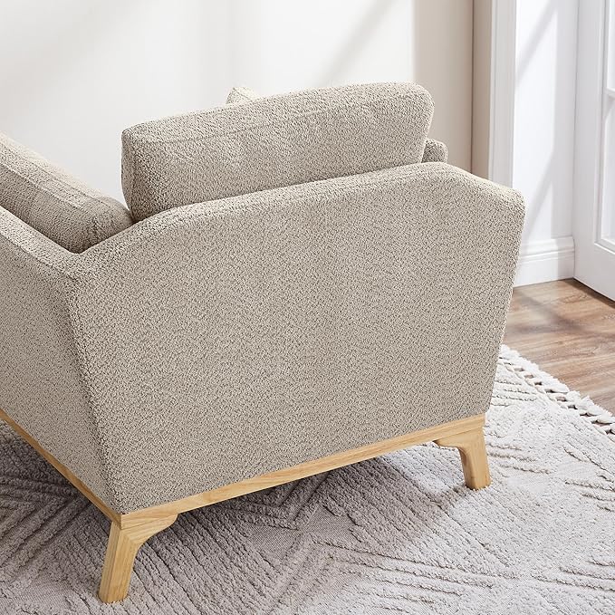 VANOMi Large-Sized Accent Chair, Thick Cushion Bedroom Reading Chair, Comfortable Living Room Single Sofa, Boucle Camel
