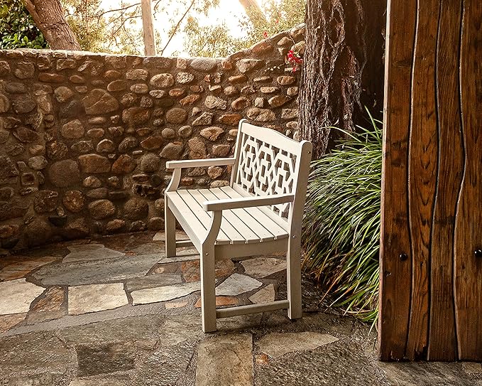 Martha Stewart by POLYWOOD® Chinoiserie 48” Garden Bench in White