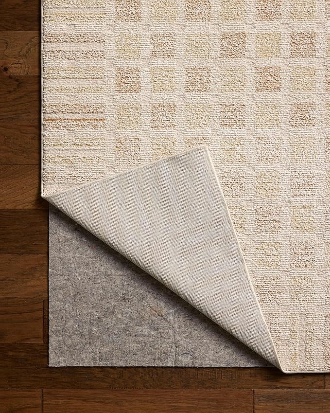 Loloi Chris Loves Julia Calvin Collection CLV-03 Bone/Natural 11'-6" x 15'-7" Area Rug Checkered Neutral Soft Living Room Bedroom Carpet