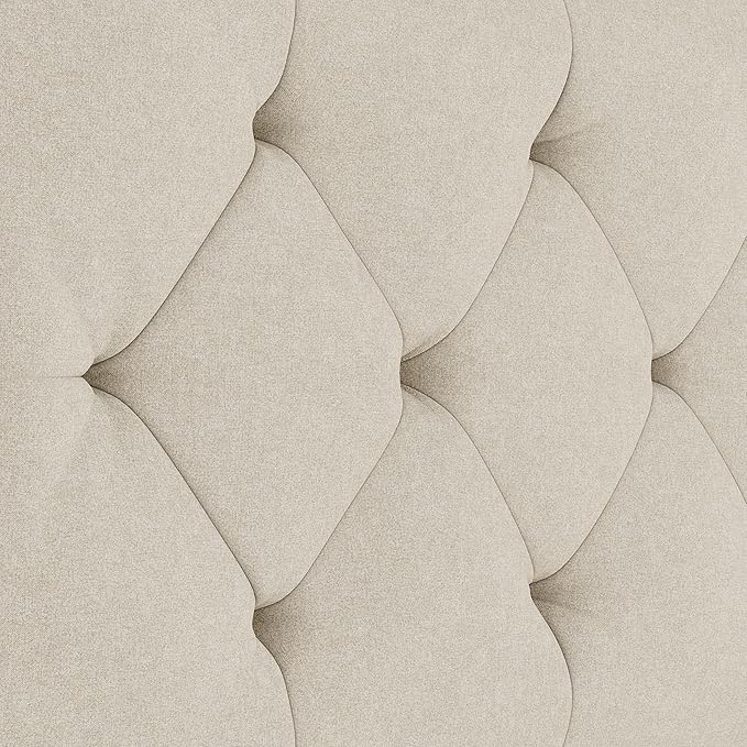 Upholstered Queen Headboard Only for Bed Frame from 49”-62”, Adjustable Height Queen Head Board with Durable Wood Legs, Bed Headboard in Modern Button Design, Beige