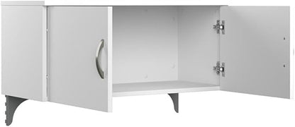 Bush Business Furniture Office in an Hour 65W L Shaped Cubicle Desk with Storage, Drawers, and Organizers in Pure White Modern Computer Table Set with Privacy Panels for Commercial Workspace
