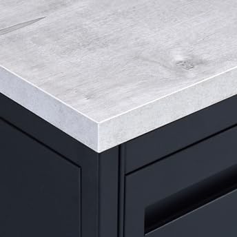 nbf signature series Modern L-Shaped Reversible Executive Office Desk - Black, Maple - 66" W x 78" D - Computer Desk with 4 Lockable Drawers - Home Office