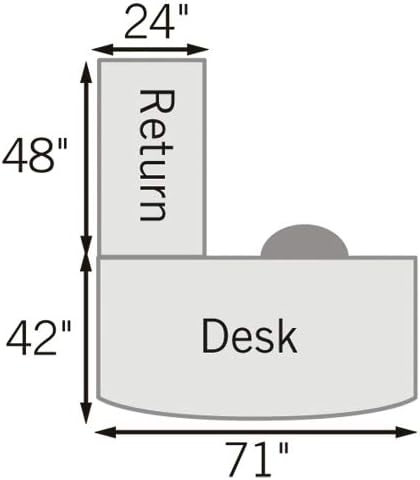 NBF at Work Reversible L-Shaped Executive Office Desk - Durable Gray Laminate Computer Desk with Lockable Two Drawers - Modern Desk with Storage and File Cabinet - Work Desk for Home (71" W, Gray)
