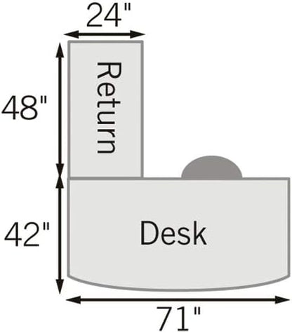 NBF at Work Reversible L-Shaped Executive Office Desk - Durable Gray Laminate Computer Desk with Lockable Two Drawers - Modern Desk with Storage and File Cabinet - Work Desk for Home (71" W, Gray)