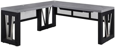 NBF Reversible L-Shaped Executive Office Desk - Height Adjustable Electric Standing Computer Desk with Steel Frame - Modern Desk with Grommet Holes - 78" D x 49.5" H Work Desk for Home (Black, Tan)