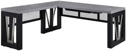 NBF Reversible L-Shaped Executive Office Desk - Height Adjustable Electric Standing Computer Desk with Steel Frame - Modern Desk with Grommet Holes - 78" D x 49.5" H Work Desk for Home (Black, Tan)