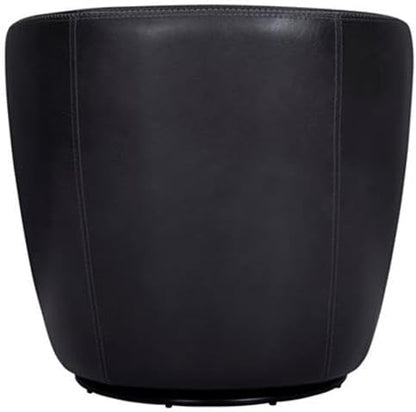 Pemberly Row Vintage Onyx Genuine Italian Leather Swivel Club Chair