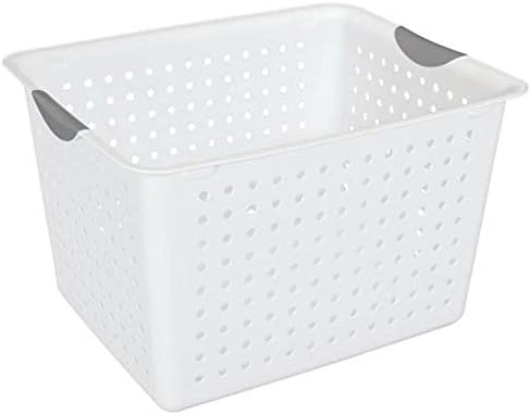 Sterilite Ultra Storage Basket with Handles for At Home or Organization, in Size Deep (6 Pack) and Medium (12 Pack), White