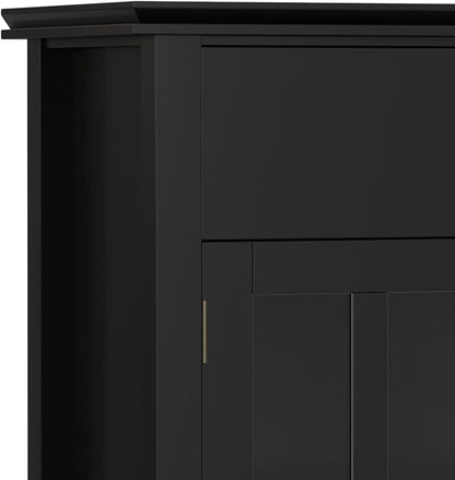 SIMPLIHOME Artisan Buffet - 60 inch Wide Solid Wood 4-Door Sideboard Buffet in Black, Transitional Storage Cabinet for Dining Room or Kitchen with Adjustable Shelves and Square Knobs