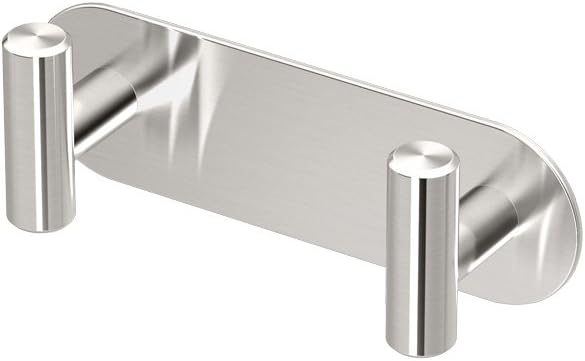 Gatco 1295 Modern Decor Wall Hook. Coat Hat Towel Robe Hook. For Entryway, Living, Kitchen, Bedroom. 2-hook. Satin Nickel on Premium Brass.