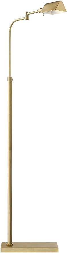 Possini Euro Design Design Keegan Traditional Farmhouse Swing Arm Pharmacy Floor Lamp 54 1/4" Tall Warm Gold Adjustable Metal Shade Decor for Living Room Reading House Bedroom Home Office House