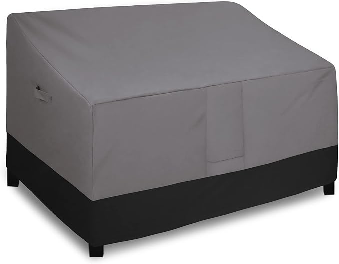 Easy-Going Waterproof Outdoor Loveseat Cover, Heavy Duty 2-Seater Patio Couch Cover, Windproof Outdoor Furniture Cover with Air Vent (76Wx32.5Dx33H inch, Gray/Black)