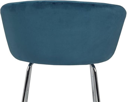 Hillsdale, Marisol Round Metal and Upholstered Vanity Stool with Scoop Back for Makeup Room or Bathroom, Blue