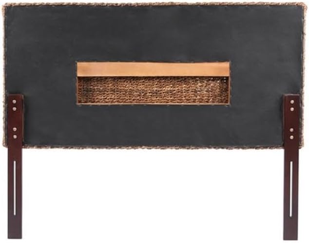 MAKLAINE 62.5" Banana Leaf Panel Headboard in Honey/Dark Brown