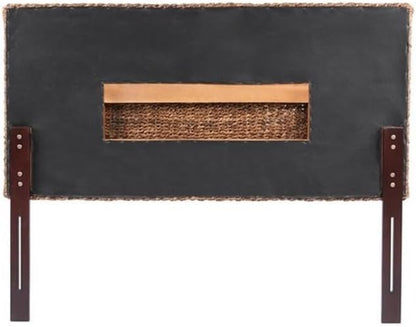 MAKLAINE 62.5" Banana Leaf Panel Headboard in Honey/Dark Brown