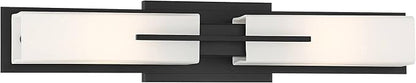 Possini Euro Design Midtown Mid-Century Modern Wall Mounted Light Black Metal Hardwired 23 1/2" Wide Light Bar Fixture White Opal Glass Shades for Bathroom Vanity Mirror House Home Room Decor