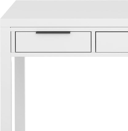 SIMPLIHOME Hollander Desk - 60-Inch Wide Solid Wood Writing Desk in White, Contemporary Home Office Computer Table for Workspace or Study with 2 Drawers and Flip-Down Keyboard Tray