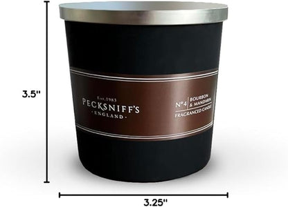 Pecksniffs Black Tall Bourbon & Mandarin Scented Candle | 3 Wicks, 283g/9.9oz