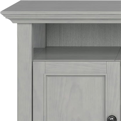 SIMPLIHOME Amherst 54-inch Wide Solid Wood TV Stand in Fog Grey, Transitional-Style Media Console for Living Room with Adjustable Shelves and Cable Management