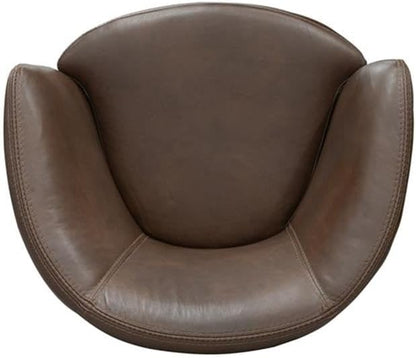 Pemberly Row Vintage Brown All Italian Leather Swivel Club Chair
