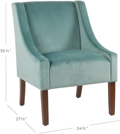 Homepop Home Decor | Upholstered Classic Swoop Arm Accent Chair | Accent Chairs for Living Room & Bedroom | Decorative Home Furniture, Light Velvet Aqua Blue