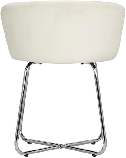 Hillsdale, Marisol Round Metal and Upholstered Vanity Stool with Scoop Back for Makeup Room or Bathroom, Off-White