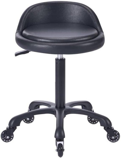 Rolling Salon Stool Chair with Back Support Hydaulic Height Adjustable on Swivel Wheels Heavy Duty for Hair Cutting Esthetician Tatto Beauty Spa Bar Lab Clinic Kitchen Office Home (Black)