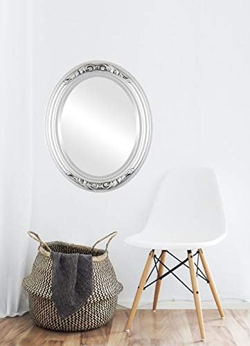 OVALCREST Oval Beveled Wall Mirror for Home Decor - Florence Style - Silver Spray - 34" x 28"