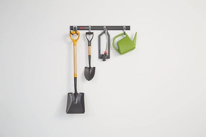 Rubbermaid FastTrack Garage Storage Utility Hooks 5 Piece Black All in One Rail Hook Kit and Tool Organizer Heavy Duty for Home/Garage/Shed/Garden