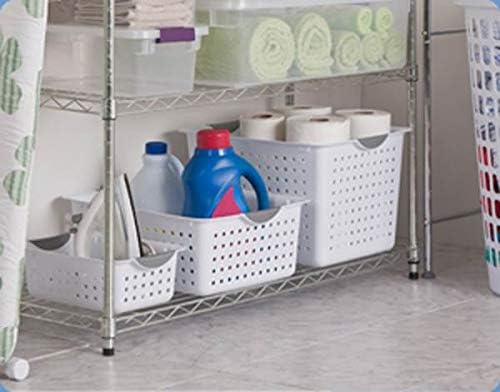Sterilite Ultra Storage Basket with Handles for At Home or Organization, in Size Deep (6 Pack) and Medium (12 Pack), White