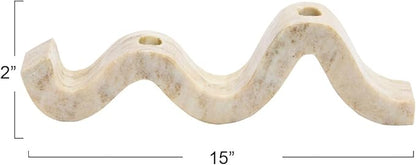Bloomingville Marble Wave Double Taper Candle Holder, Beige