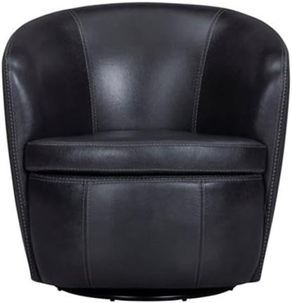 Pemberly Row Vintage Onyx Italian Leather Swivel Club Chair 2 Pack