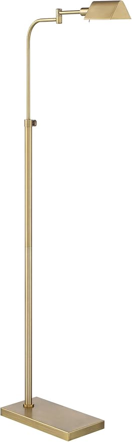 Possini Euro Design Design Keegan Traditional Farmhouse Swing Arm Pharmacy Floor Lamp 54 1/4" Tall Warm Gold Adjustable Metal Shade Decor for Living Room Reading House Bedroom Home Office House