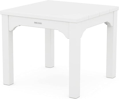 Martha Stewart by POLYWOOD Chinoiserie 3-Piece Outdoor Rocking Chair Set with Patio Side Table, White, HDPE All-Weather Furniture, Classic Porch Rockers for Deck, Garden & Backyard, Made in The USA