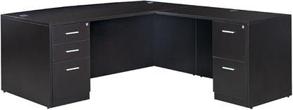 NBF at Work Reversible L-Shaped Executive Office Desk - Durable Gray Laminate Computer Desk with Lockable Two Drawers - Modern Desk with Storage and File Cabinet - Work Desk for Home (71" W, Gray)