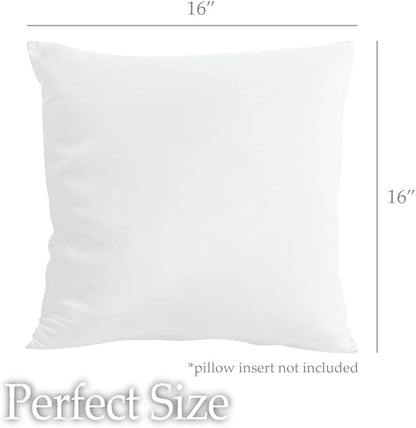 lalaLOOM Velvet Throw Pillow Covers, Set of 2 Decorative Square Pillows Home Decor, Soft Accent Cases, Silky Machine Washable Pillowcases for Sofa, Couch, Bedroom, Living Room, 16x16, White