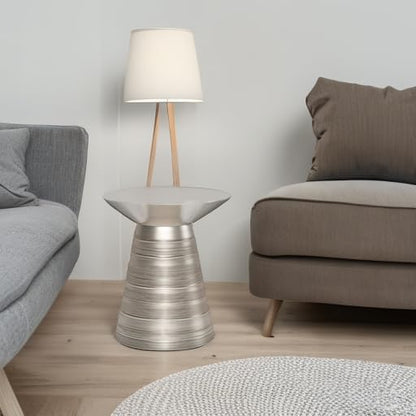 SIMPLIHOME Sheridan Industrial 18 Inch Wide Metal Accent Side Table in Antique Silver, Fully Assembled, For the Living Room and Bedroom