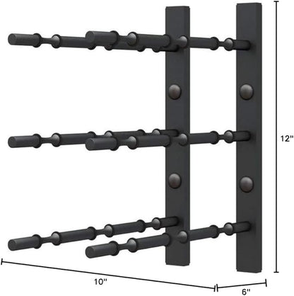 Ultra Wine Racks Wall Mounted Label-Out Wine Racks (1 Foot 3 Deep, Matte Black, 9 Wine Bottles) - Modern Metal Wine Storage, Modular Design for Home Bar, Kitchen, Dining Rooms, & Wine Cellars