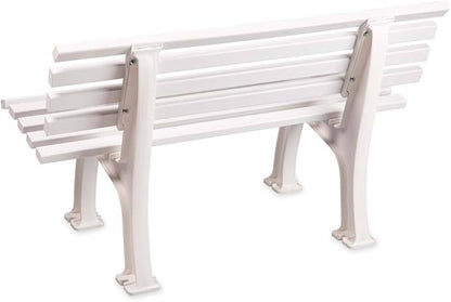 Plow & Hearth Weatherproof German PVC Outdoor Bench | Holds Up to 500 lbs | Garden Patio Porch Park Deck | Steel and Resin | White