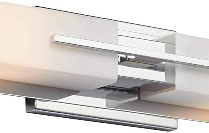 Possini Euro Design Midtown Mid Century Modern Wall Mount Light Chrome Silver Metal 23 1/2" Wide 2-Light Vanity Fixture Rectangular White Glass Shades Decor for Bathroom Over Mirror House Home