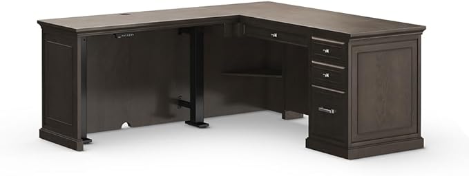 nbf signature series Statesman L Shaped Desk with Left Return 65" W x 72" D Gray Ergonomic Office Desk Adjustable Electric Standing Desk Corner Desk PC Desk Modern Design