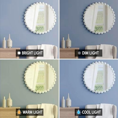 Madison Park Round Mirror, Metal Frame Circle Mirror 27 inch, Wall Art Decor Mounted Hanging for Entryway, Bathroom, Hallway, Living Room, Vanity, Marlowe, White