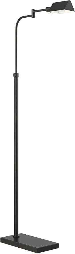 Possini Euro Design Design Keegan Traditional Farmhouse Pharmacy Floor Lamp Standing 54" Tall Dark Bronze Brown Adjustable Swing Arm Metal Tent Shade Decor for Living Room Reading Bedroom Office
