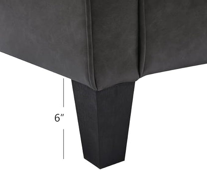 THSUPER Faux Leather Accent Chair Arm Chair, Modern Club Chair, Comfy Single Sofa for Living Room - Grey