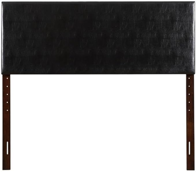 Pemberly Row Faux Leather Upholstered King Headboard in Black