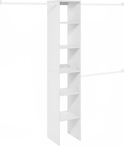 Furinno FANO Closet Organizers and Storage, Closet Storage Organizer with 3 Hanging Bars, Wardrobe Closet Shelf Towers, for Wardrobe, Bedroom, Living Room, White