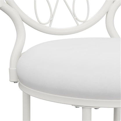 Hillsdale O'Malley Metal Vanity Stool for Makeup Room or Bathroom, White