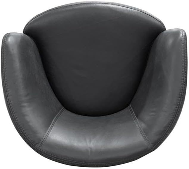 Pemberly Row Set of 2 Vintage Slate All Italian Leather Swivel Club Chair
