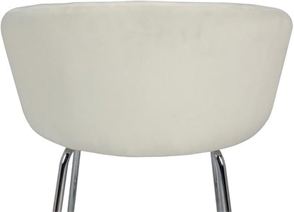 Hillsdale, Marisol Round Metal and Upholstered Vanity Stool with Scoop Back for Makeup Room or Bathroom, Off-White